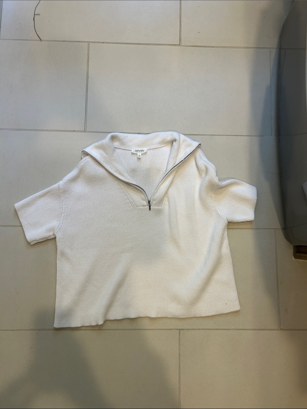Haven Well Within Zip-Collar Short Sleeve Top - White small